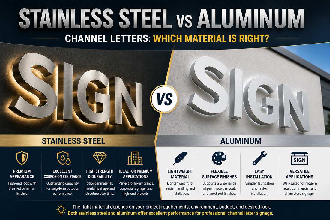 Stainless Steel vs Aluminum Channel Letters: Which Material Is Right?