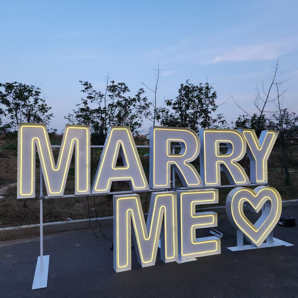 MARRY ME RGB Neon Marquee Letters | Proposal & Wedding Event Decor