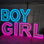 BOY GIRL RGB Neon Marquee Letters for Gender Reveal Parties