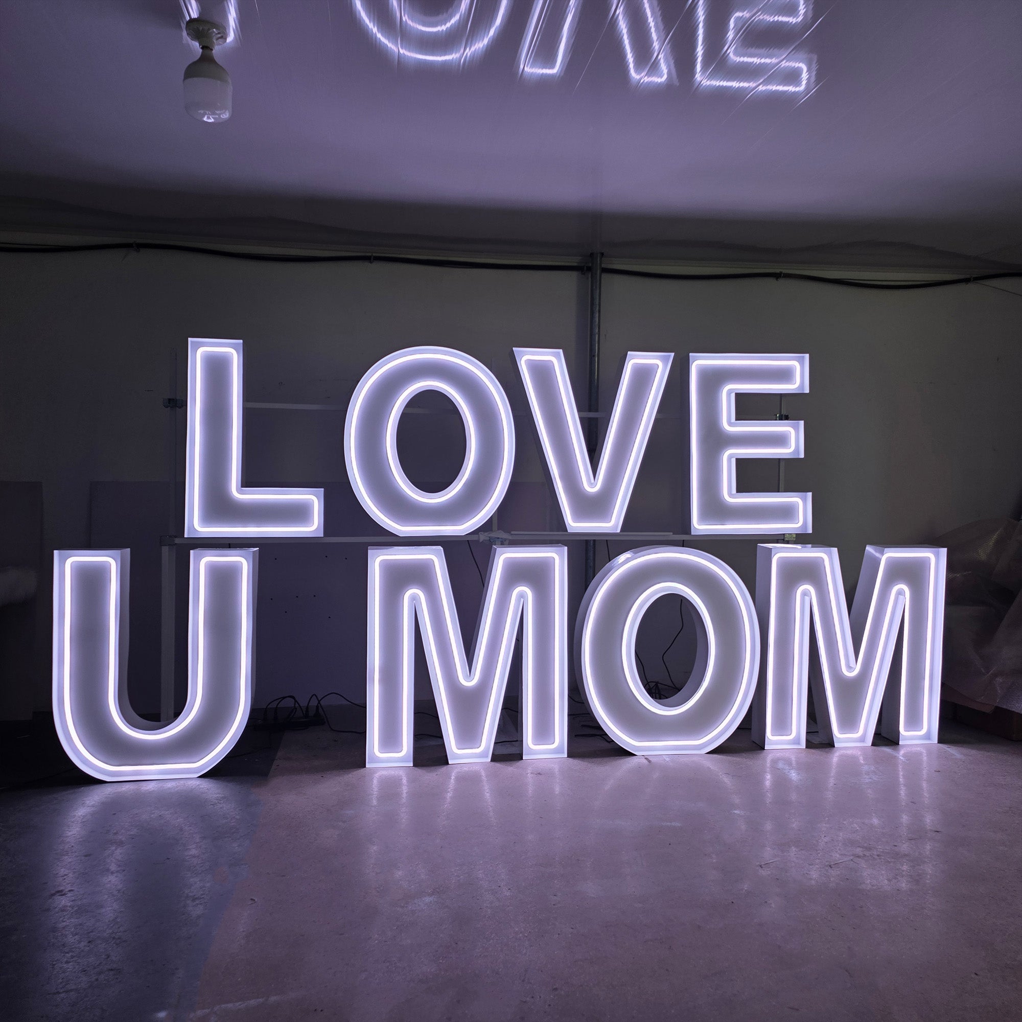 Custom RGB Neon Marquee Letters LOVE U MOM for Mother's Day Decor