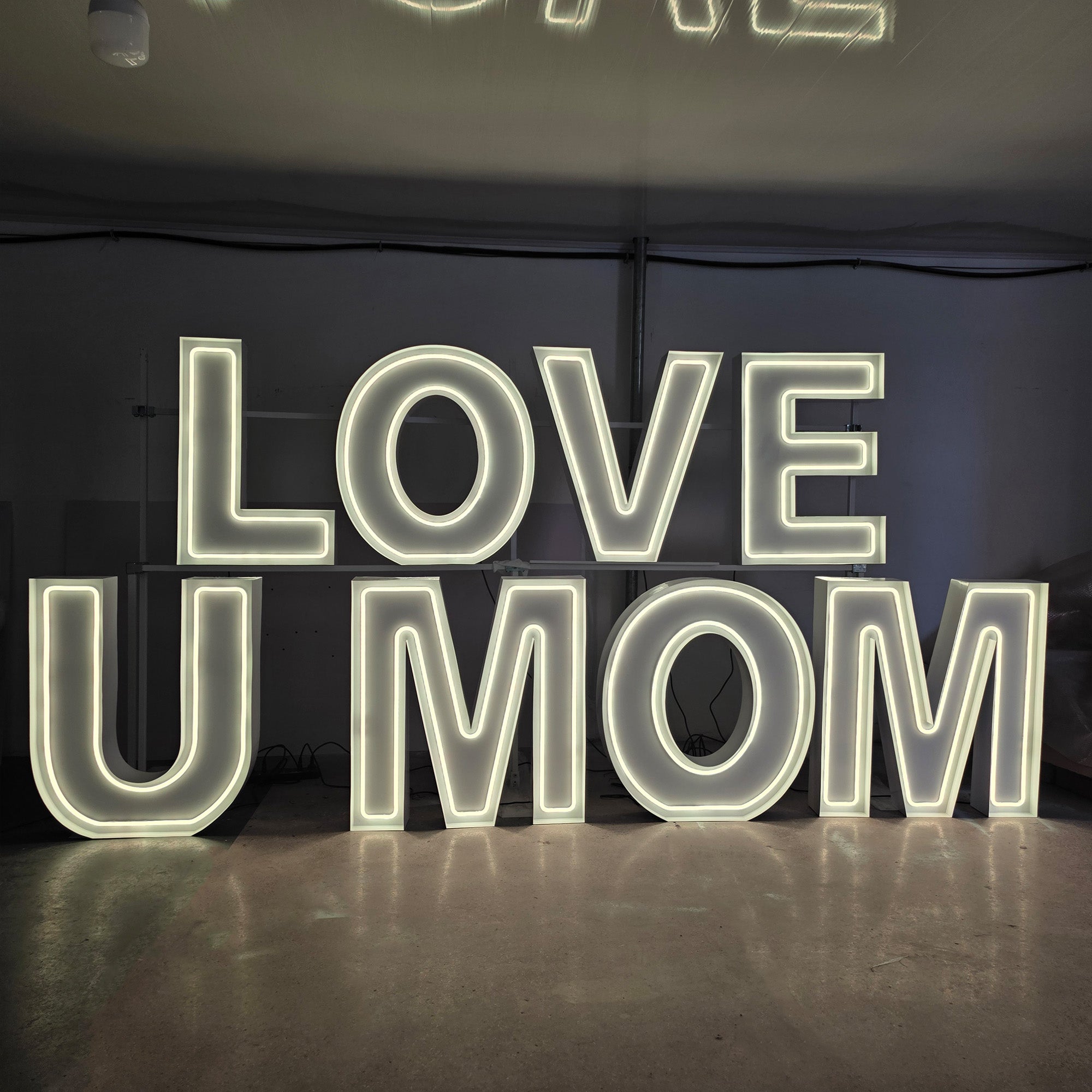 Custom RGB Neon Marquee Letters LOVE U MOM for Mother's Day Decor