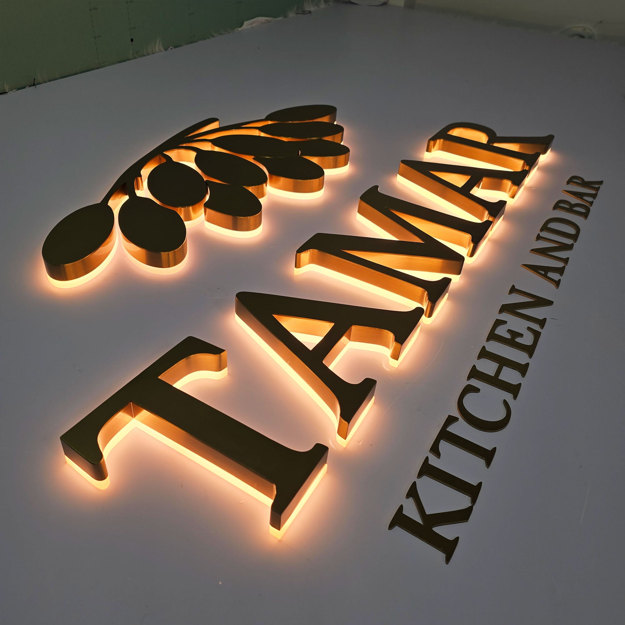 Custom Back-Lit Channel Letters | Brushed, Mirror & Painted Stainless Steel | Indoor & Outdoor LED Signs