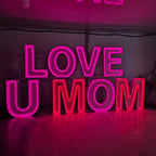 Custom RGB Neon Marquee Letters LOVE U MOM for Mother's Day Decor