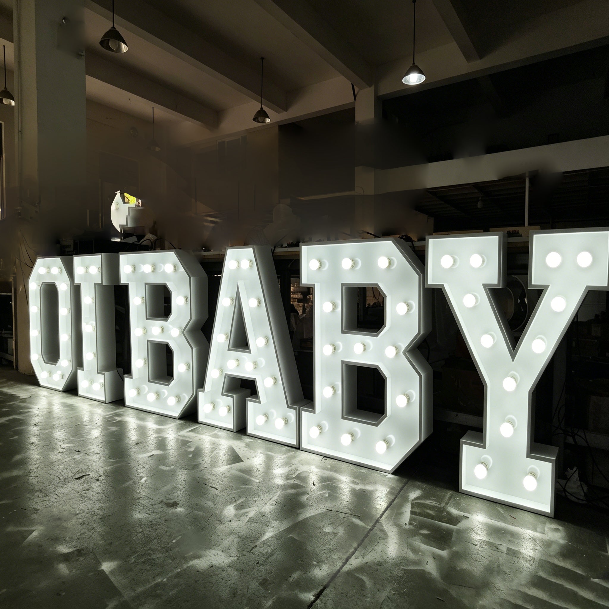 Custom OH BABY LED Bulb Marquee Letter|Modern Light-Up Outdoor Decor