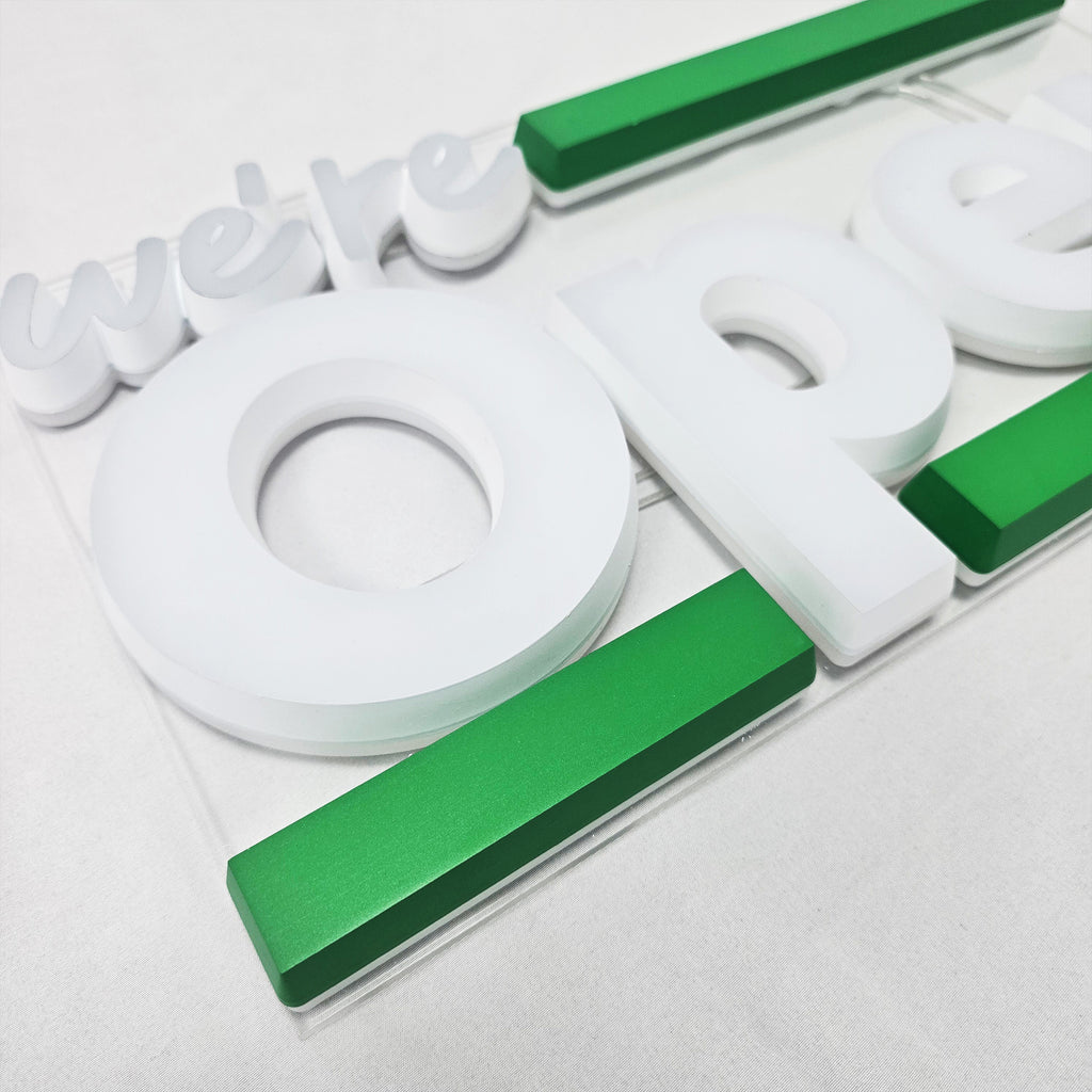 Custom Dual-Lit Acrylic Letters | LED Storefront Open Business Sign