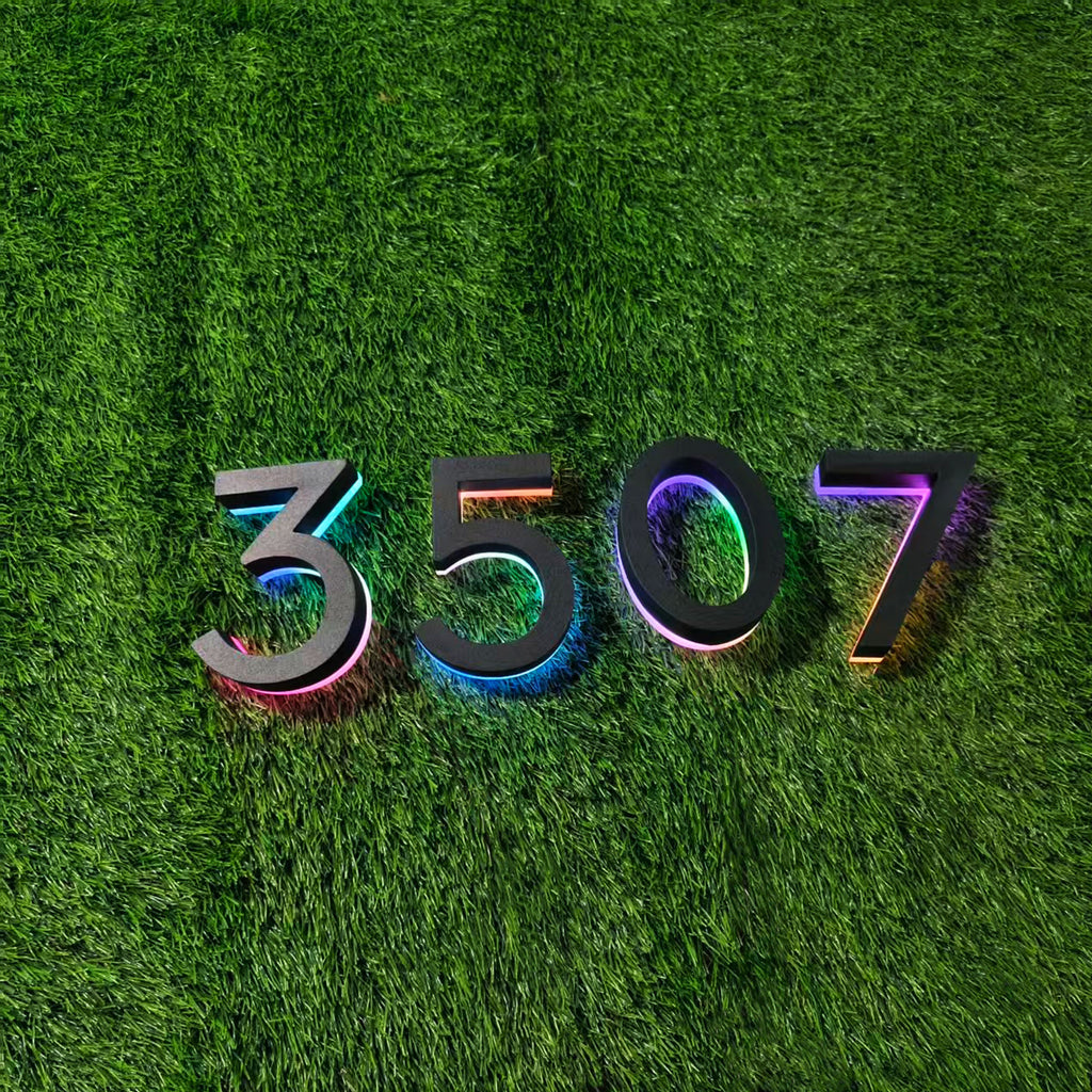 Custom RGB Backlit Number Channel Letters Stainless Steel LED Halo Lit House Address Number Sign