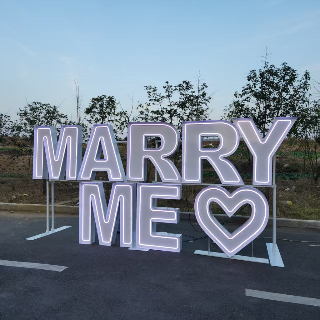 MARRY ME RGB Neon Marquee Letters | Proposal & Wedding Event Decor
