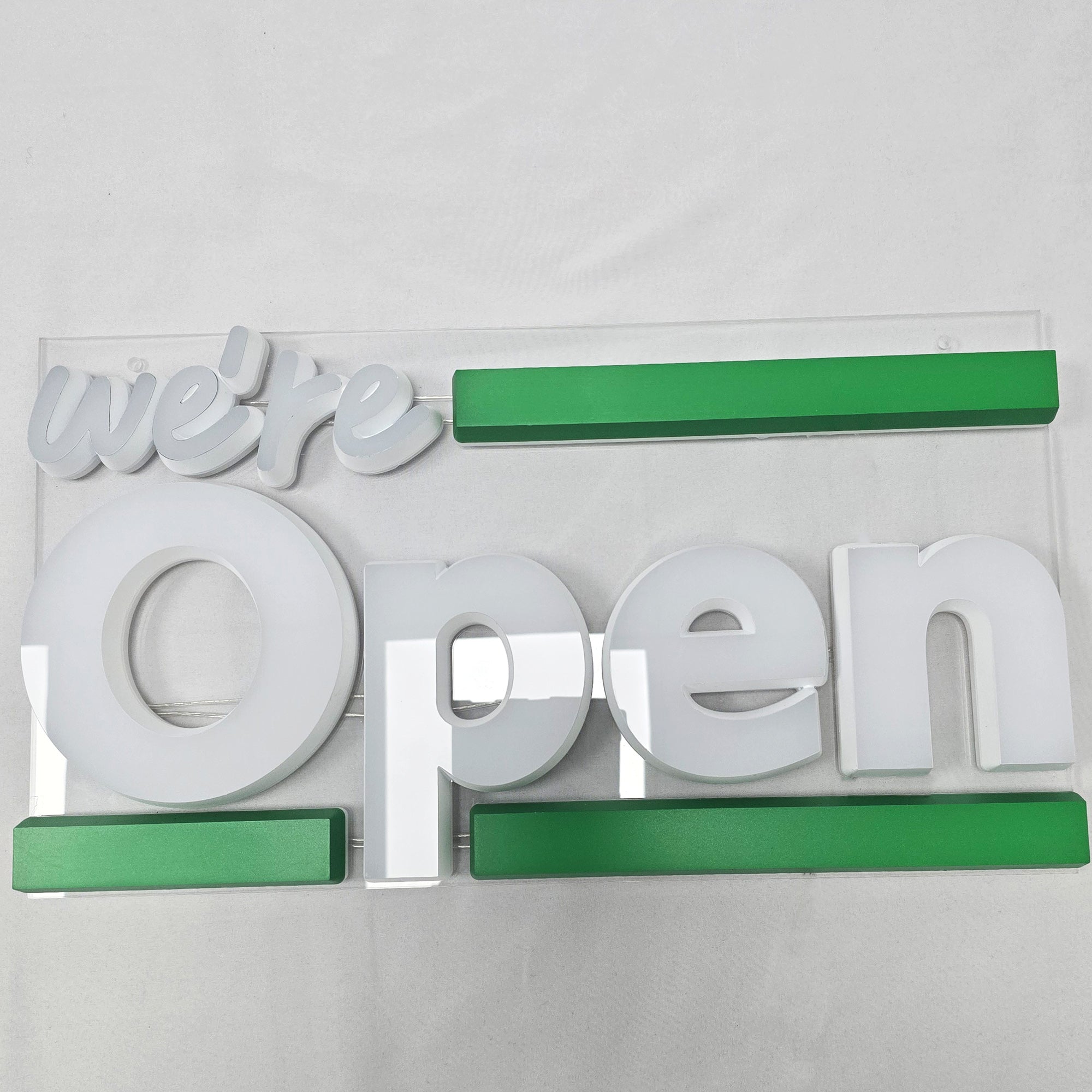Custom Dual-Lit Acrylic Letters | LED Storefront Open Business Sign