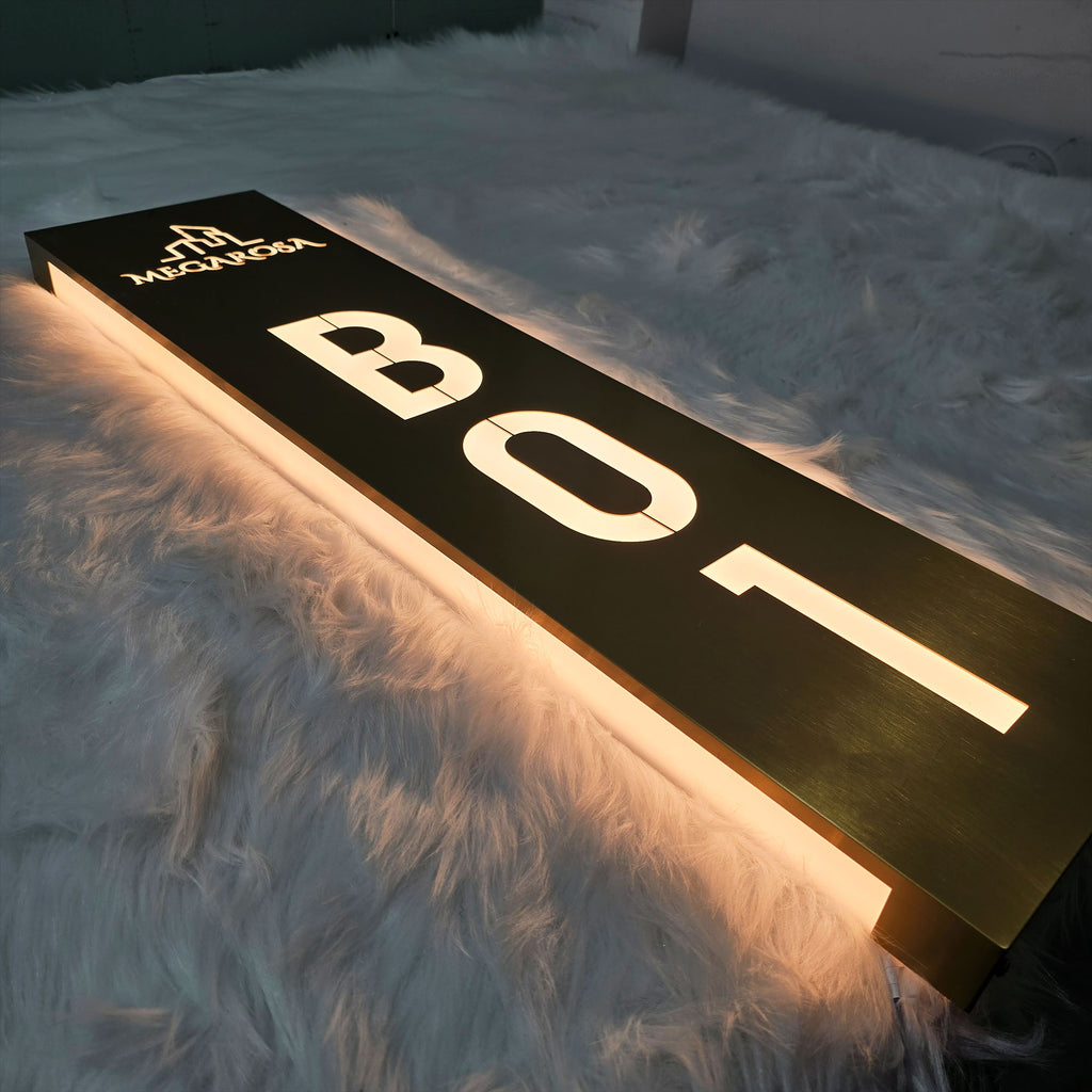 Custom LED Illuminated Room Number Sign  Wall Mounted Light Box for Hotel