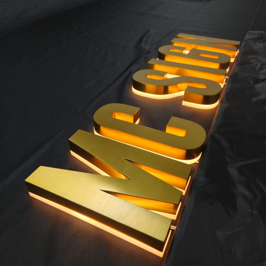 Custom LED Backlit Metal Sign Channel letters Illuminated Company Logo Sign 3D  Letters