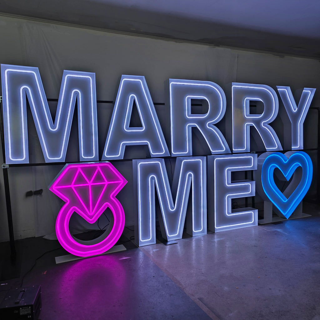 Custom Marry Me Neon Marquee Letters | RGB LED Proposal Light Up Sign