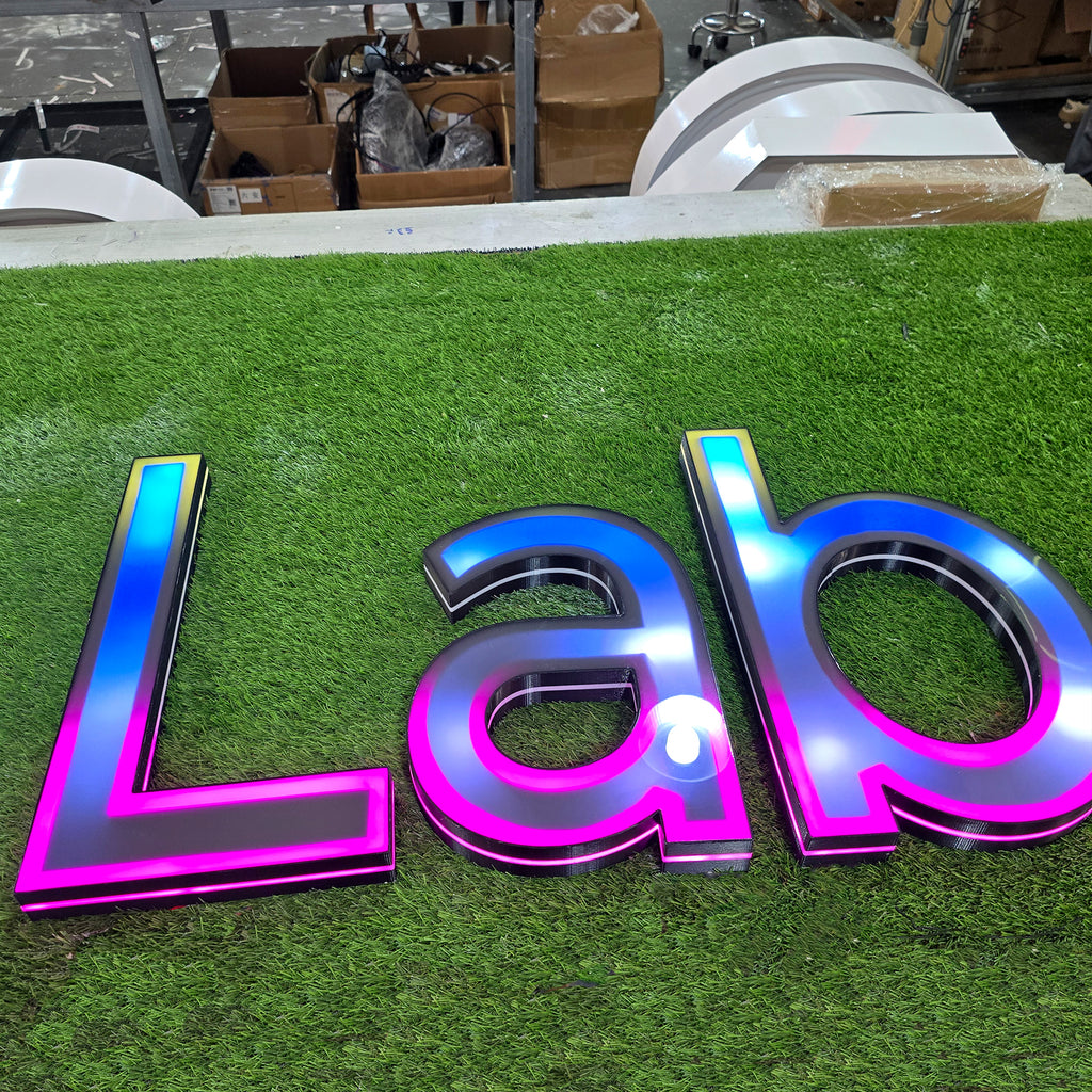 Custom 3D Printed Front & Edge Lit Channel Letters | Outdoor Storefront LED Logo Sign