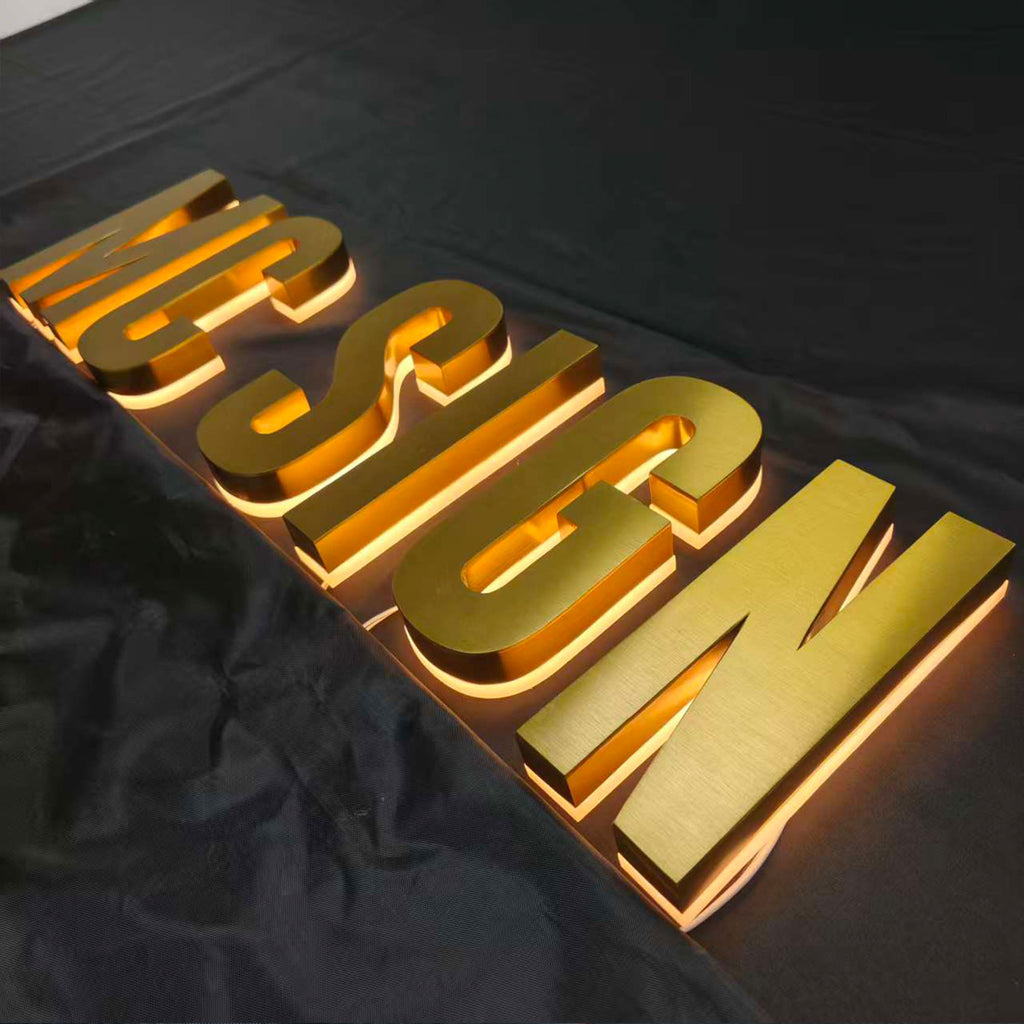 Custom LED Backlit Metal Sign Channel letters Illuminated Company Logo Sign 3D  Letters
