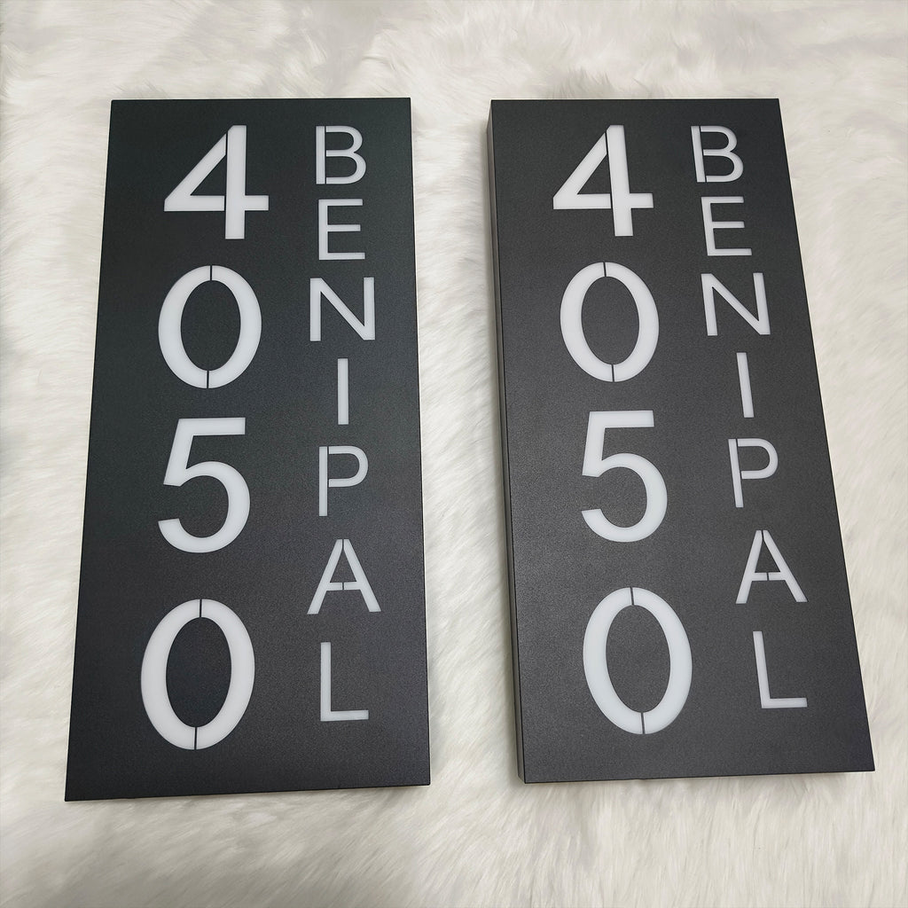 Custom Waterproof LED Backlit House Number Sign, Modern Aluminum Outdoor Home Address Plaque