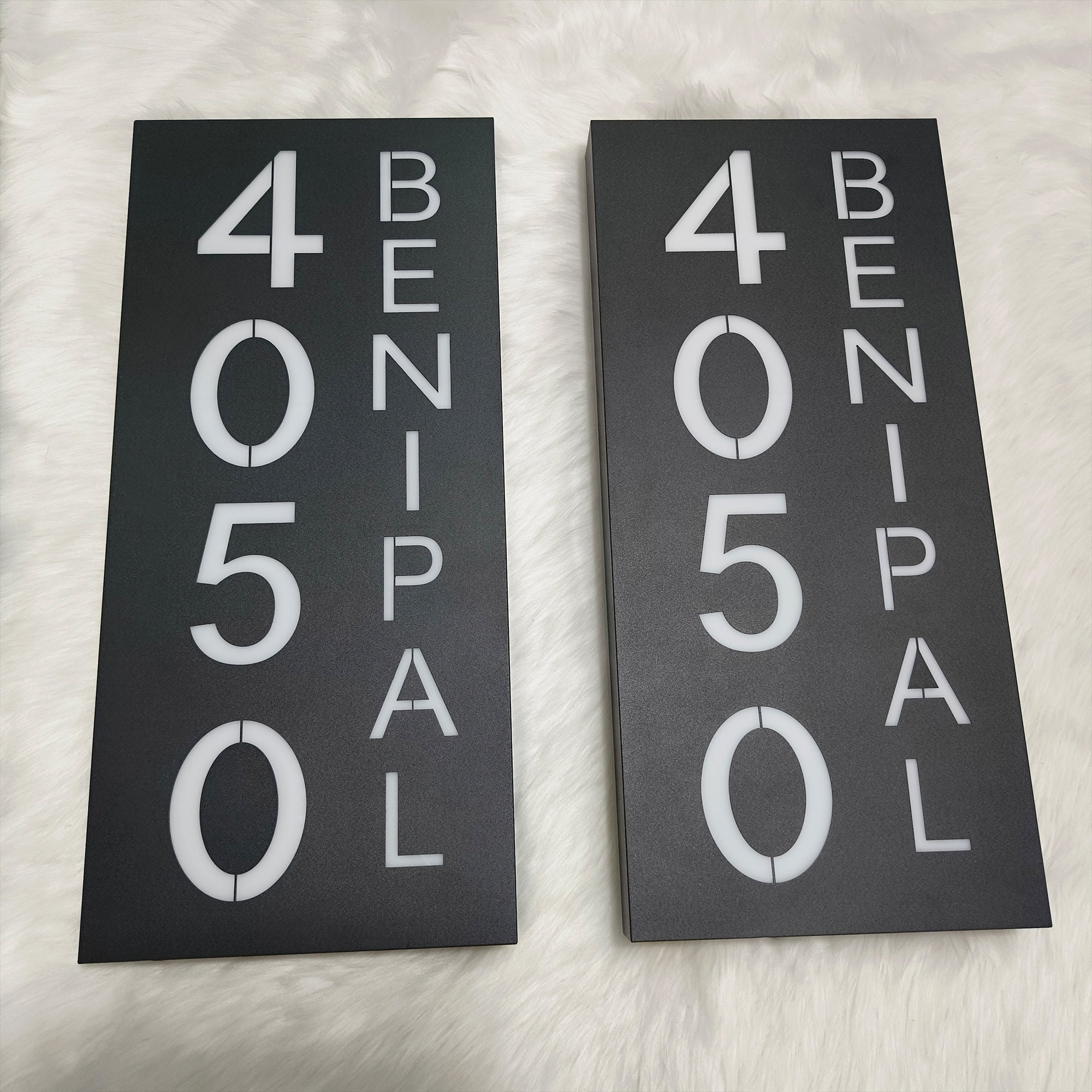 Custom Waterproof LED Backlit House Number Sign, Modern Aluminum Outdoor Home Address Plaque