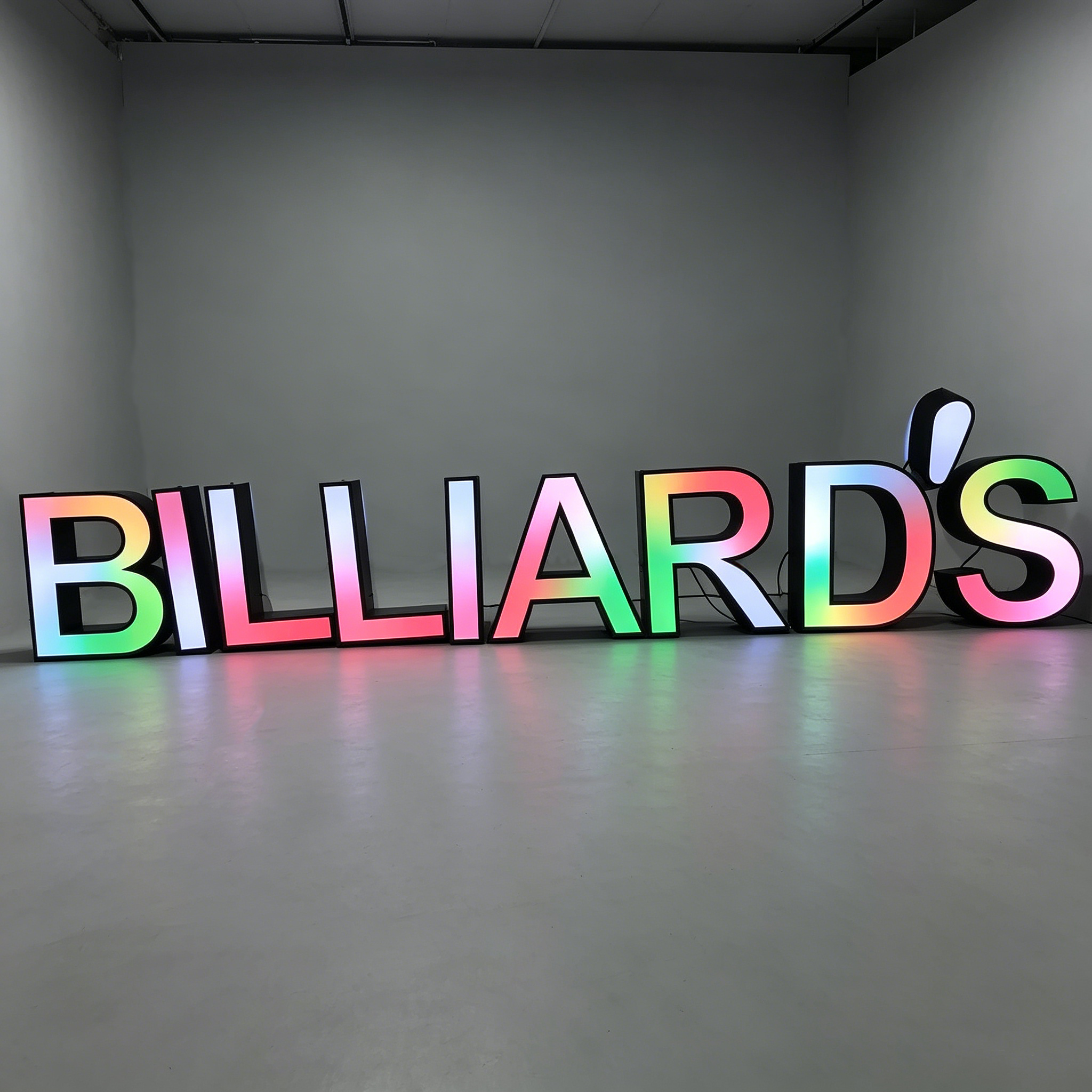 Custom Trim Cap Channel Letters|RGB LED Billiards Sign|Indoor&Outdoor Business Sign