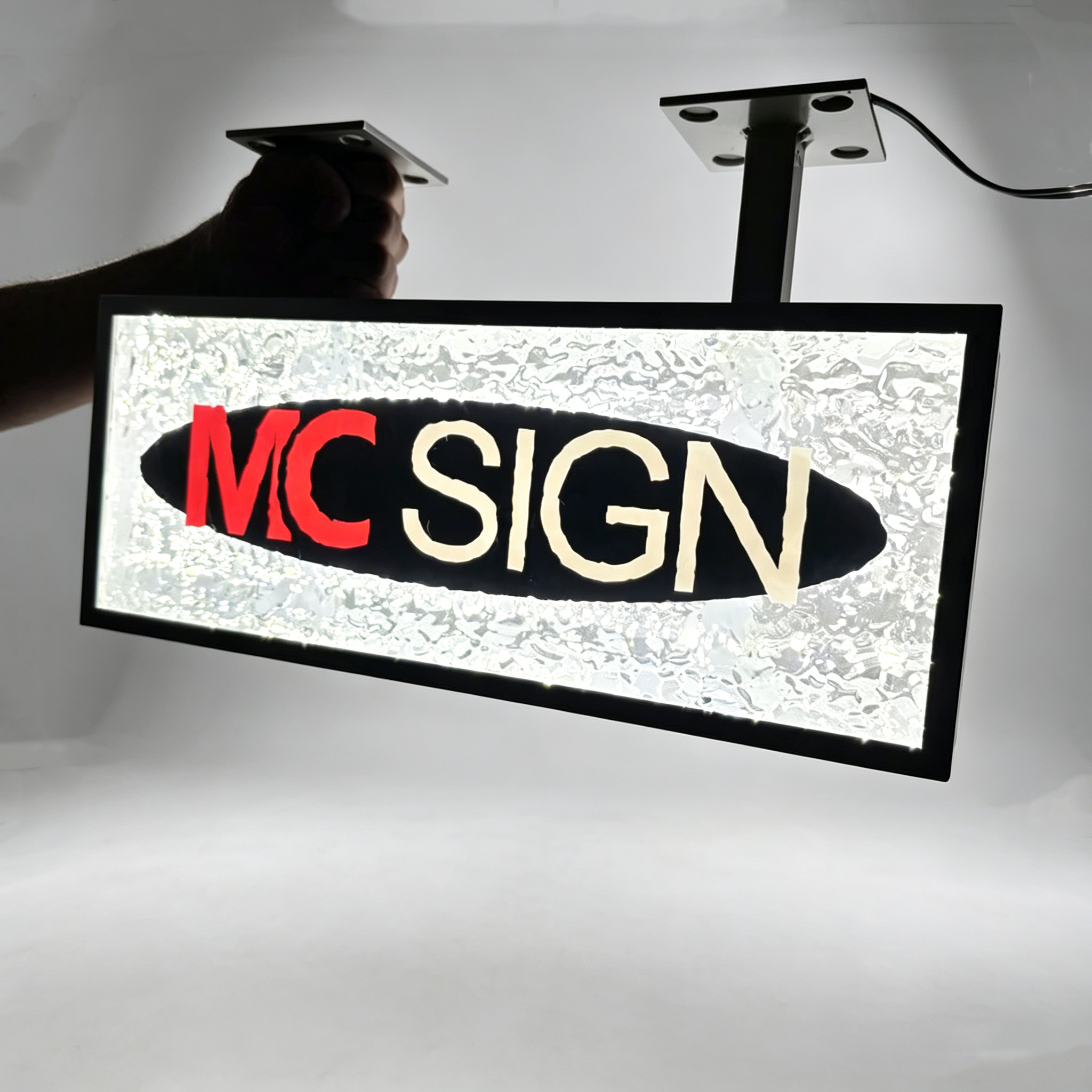 Custom Stone Texture Acrylic Double-Sided LED Light Box | Illuminated Storefront Sign | Hanging Light Box