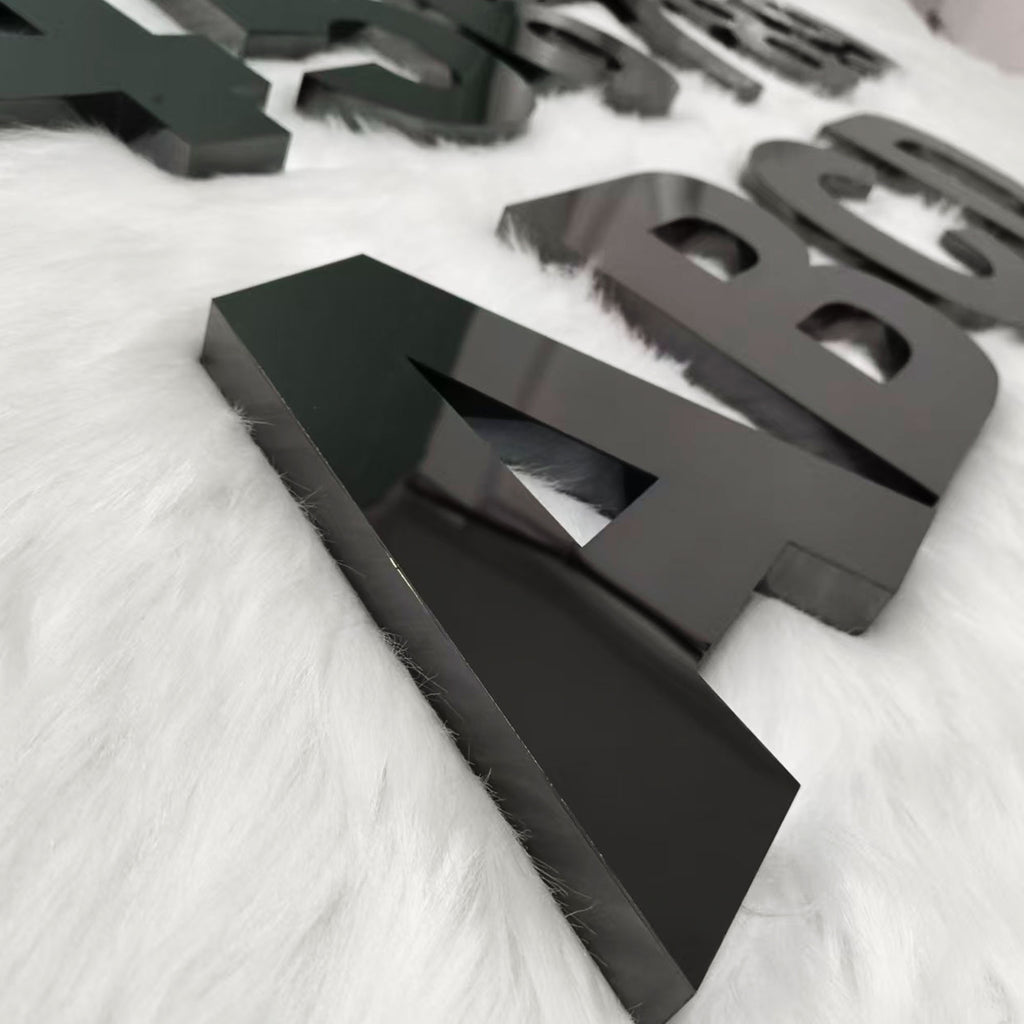 Custom 3D Metal Letters Signs | Black Mirror Stainless Steel |3D Business Logo Sign for Office & Lobby