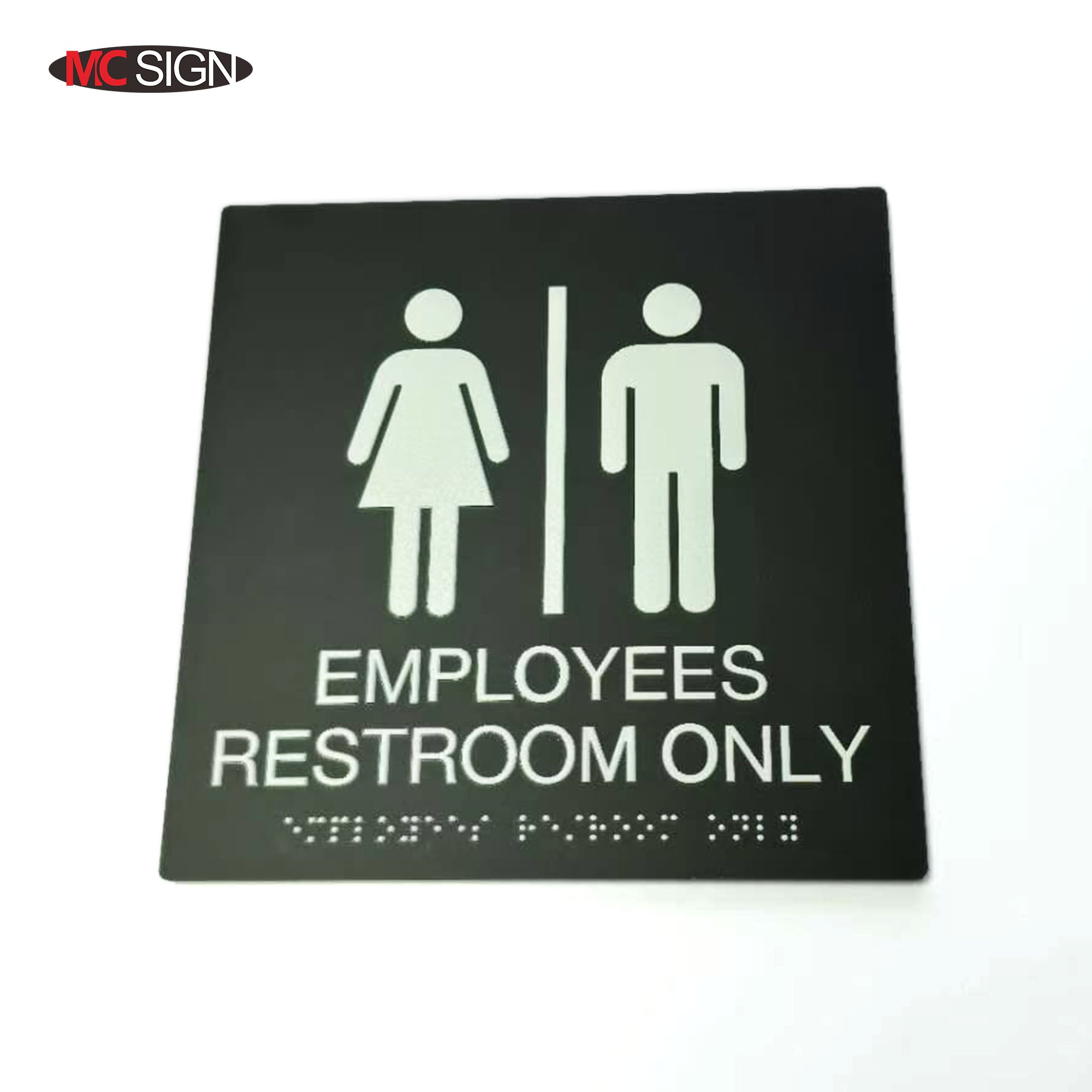 Custom Acrylic Braille Bathroom Sign | ADA Grade 2 Tactile Restroom Identification Sign