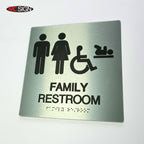 Custom Metal Braille Restroom Sign | ADA Accessible Family Bathroom Sign