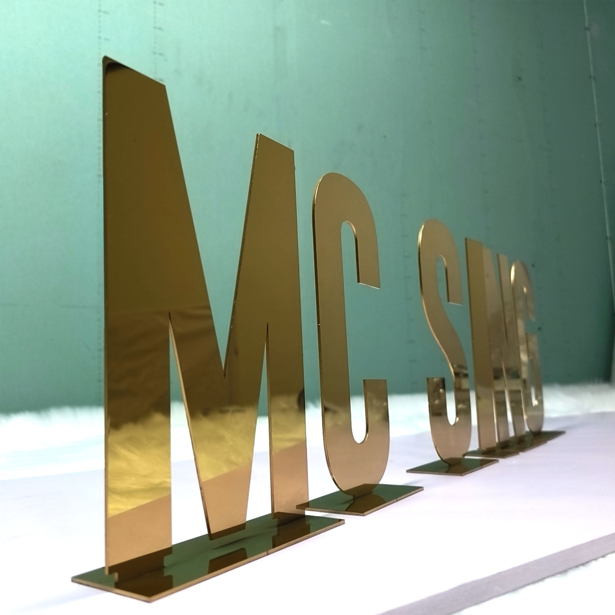 Custom 3D Freestanding Metal Letters | Mirror Stainless Steel Tabletop Sign