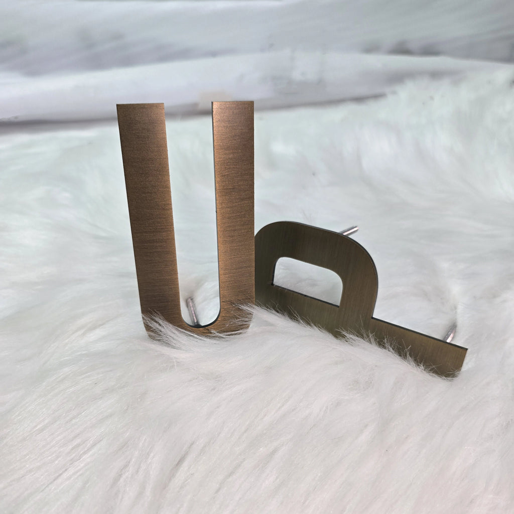 Custom Brushed Metal Cut Letters | 3D Solid Stainless Steel Business Wall Sign