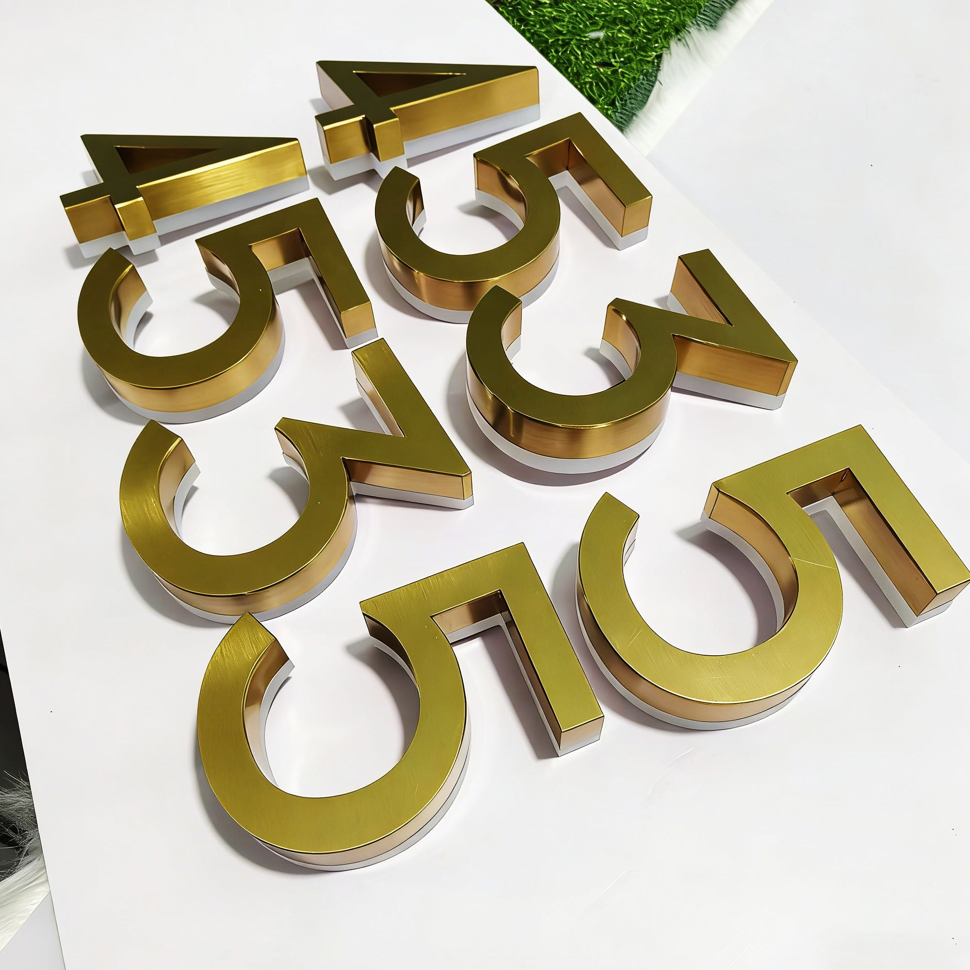 Custom Brushed Gold Backlit LED Room Number Sign | Illuminated Hotel Door Address Numbers