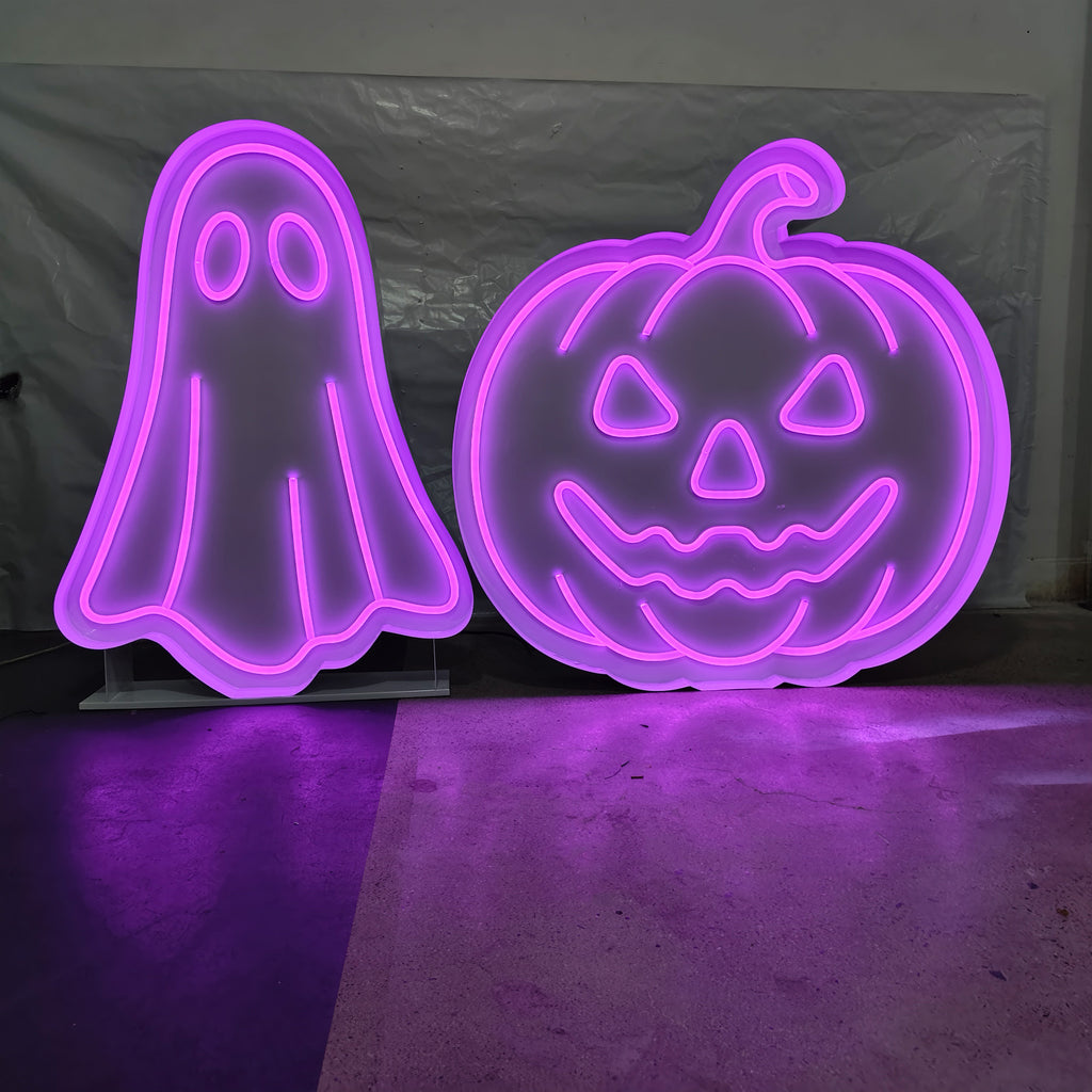 Custom Halloween Neon Marquee Signs | Pumpkin Ghost LED Party Decor