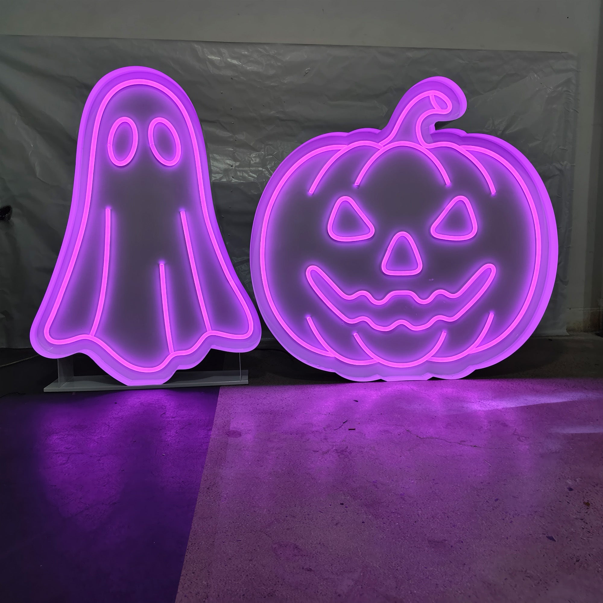 Custom Halloween Neon Marquee Signs | Pumpkin Ghost LED Party Decor