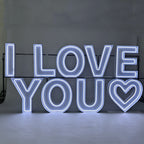 Large I LOVE YOU Neon Marquee Letters | Romantic Event Backdrop Decor