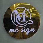 Custom Round Gold Mirror Plate Wall LED Light Box Acrylic Push Through 3D Letter Business Logo Sign