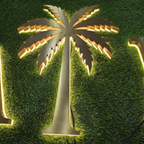 Custom Shape Backlit Channel Sign Gold Brushed Stainless Steel Palm Tree LED Halo Backlit Metal Wall Art Sign