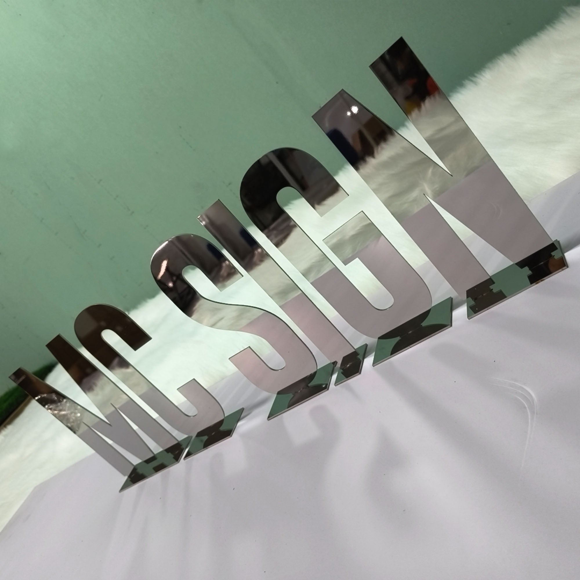 Custom 3D Freestanding Metal Letters | Mirror Stainless Steel Tabletop Sign