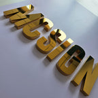 Custom Non-Illuminated Reverse Channel Letters, Gold Stainless Steel Metal Sign Letters, Business Wall Logo