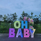 OH BABY RGB Neon Marquee Letters | Baby Shower & Gender Reveal Decor