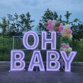 OH BABY RGB Neon Marquee Letters | Baby Shower & Gender Reveal Decor