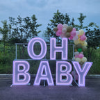 OH BABY RGB Neon Marquee Letters | Baby Shower & Gender Reveal Decor