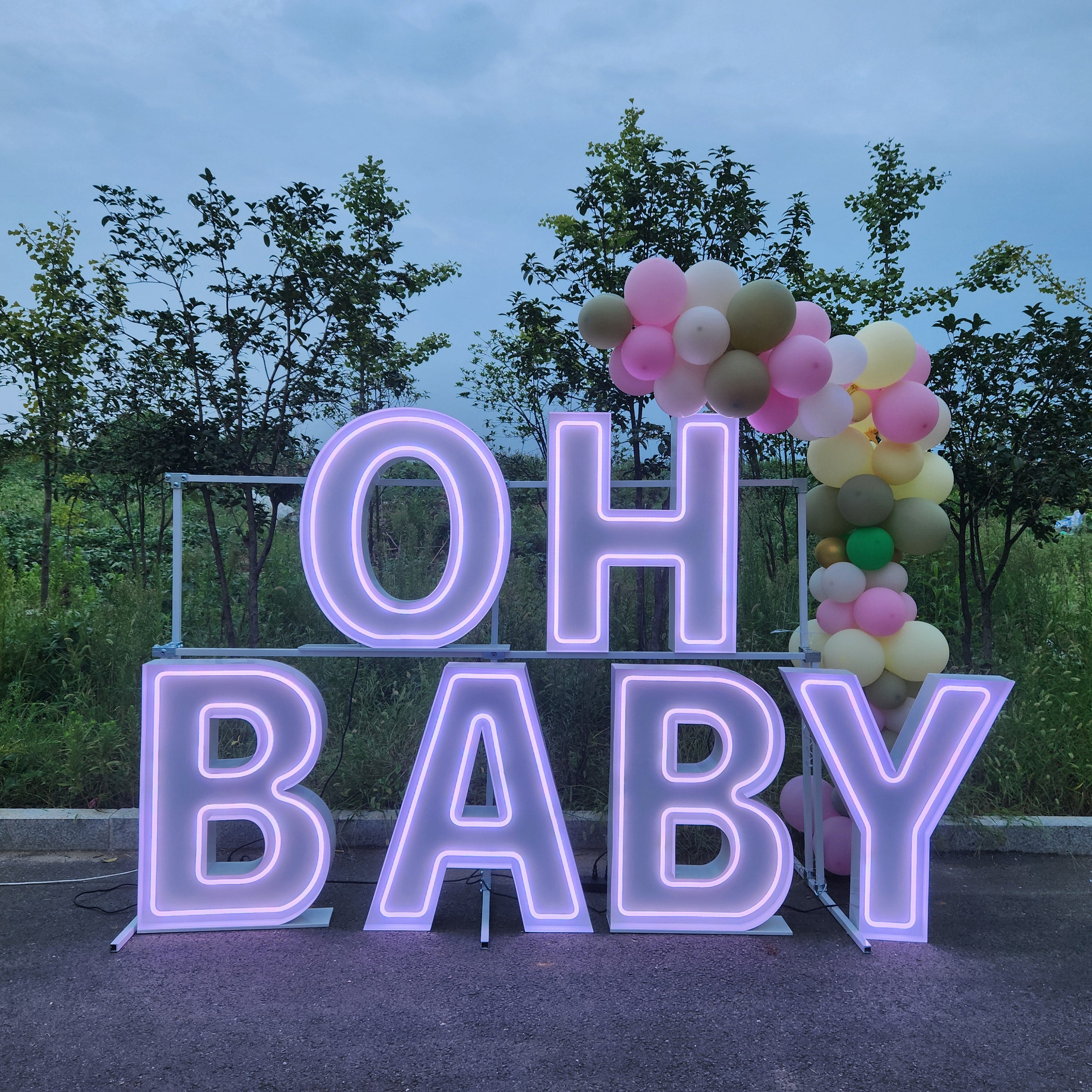 OH BABY RGB Neon Marquee Letters | Baby Shower & Gender Reveal Decor