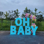 OH BABY RGB Neon Marquee Letters | Baby Shower & Gender Reveal Decor