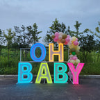 OH BABY RGB Neon Marquee Letters | Baby Shower & Gender Reveal Decor