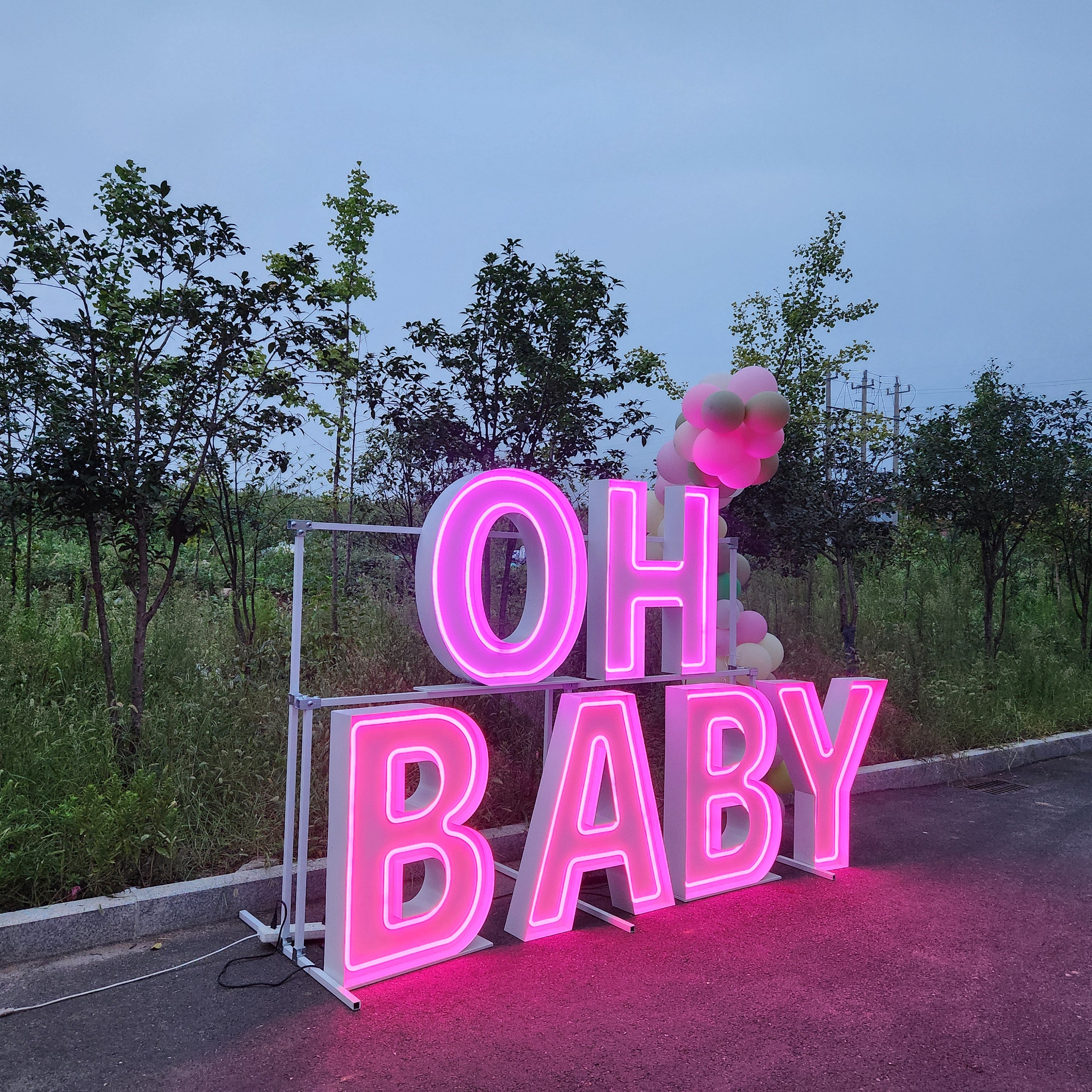 OH BABY RGB Neon Marquee Letters | Baby Shower & Gender Reveal Decor