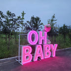 OH BABY RGB Neon Marquee Letters | Baby Shower & Gender Reveal Decor