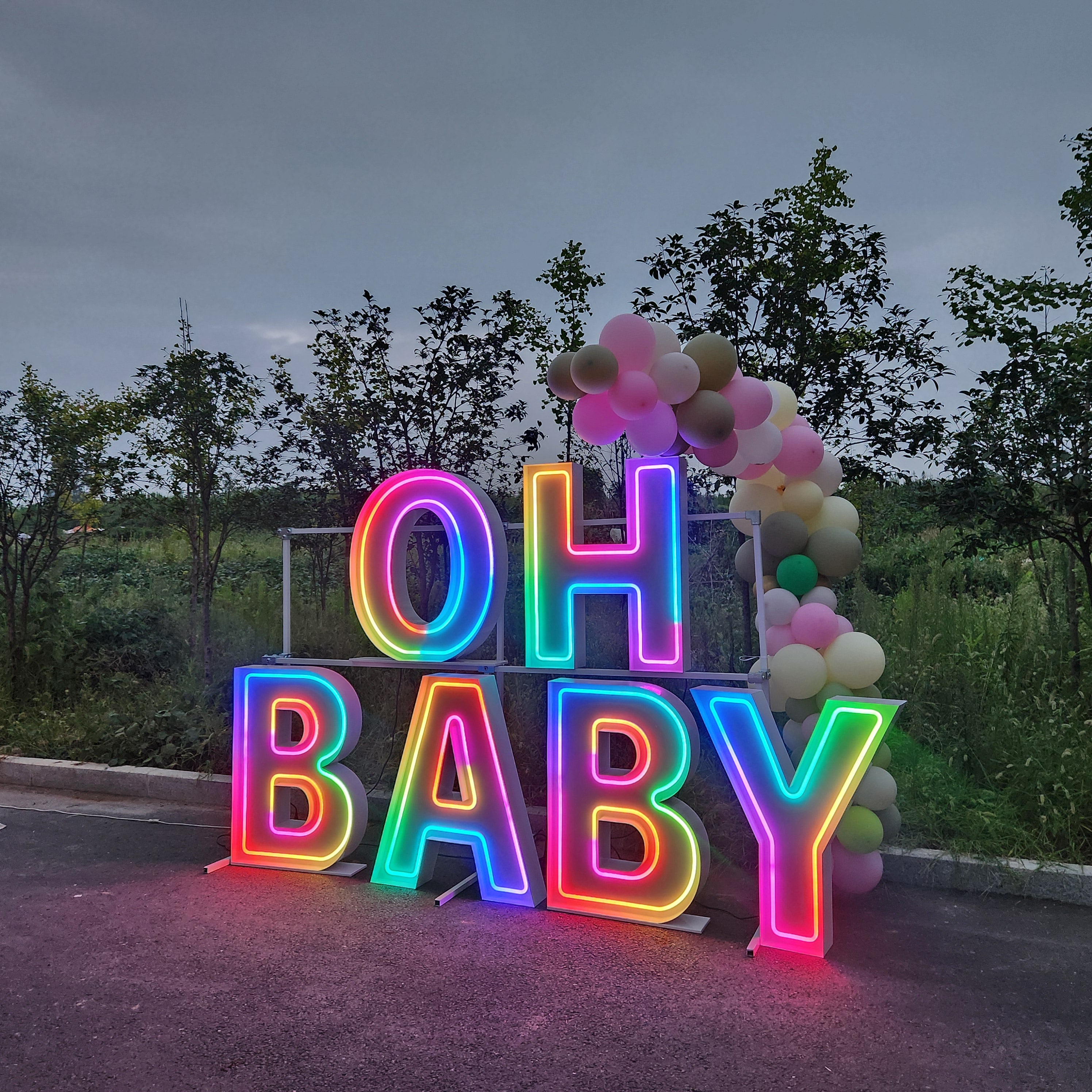 OH BABY RGB Neon Marquee Letters | Baby Shower & Gender Reveal Decor