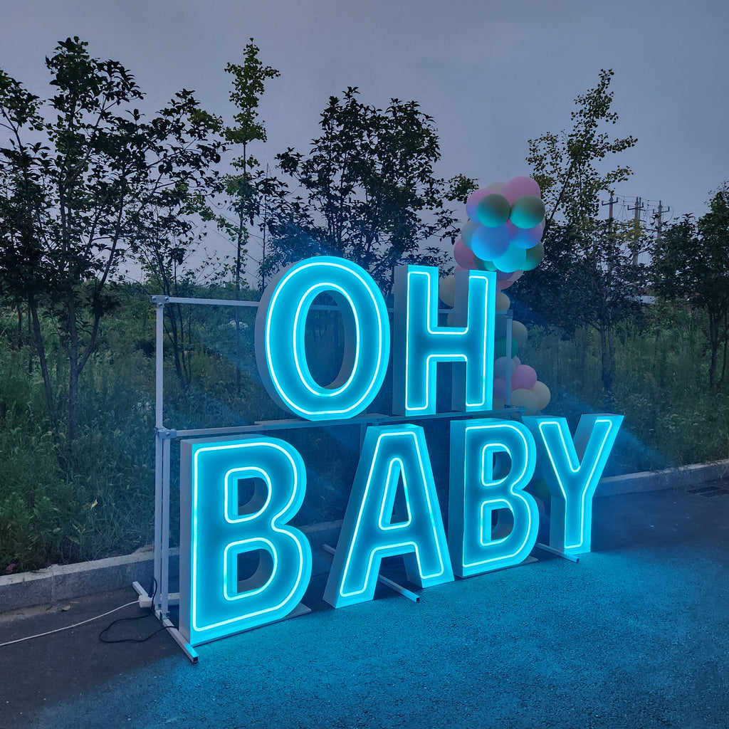 OH BABY RGB Neon Marquee Letters | Baby Shower & Gender Reveal Decor