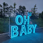 OH BABY RGB Neon Marquee Letters | Baby Shower & Gender Reveal Decor