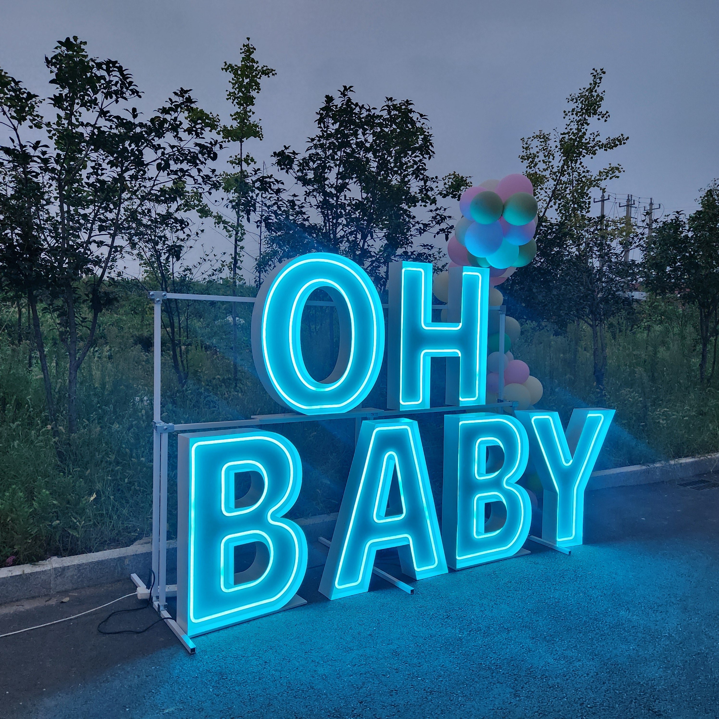 OH BABY RGB Neon Marquee Letters | Baby Shower & Gender Reveal Decor