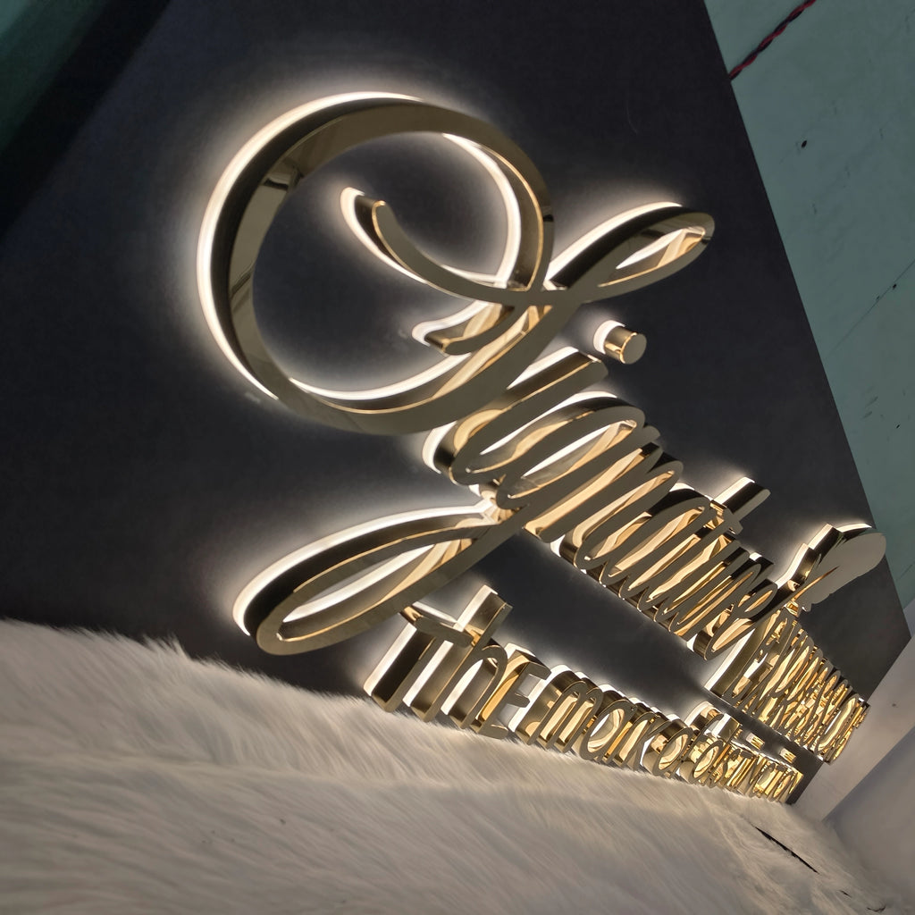 Custom Stainless Steel Back Lit Letters with Metal Back Panel