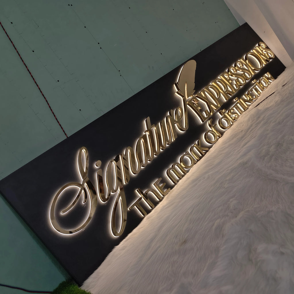 Custom Stainless Steel Back Lit Letters with Metal Back Panel