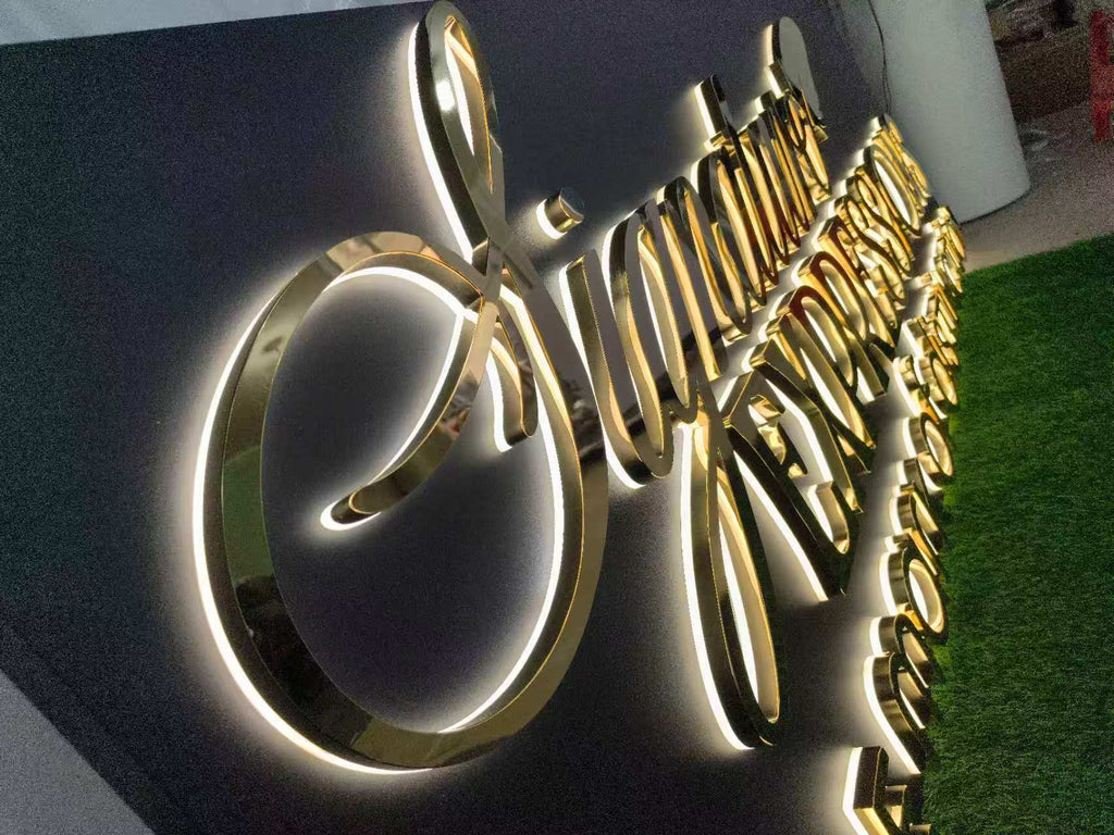 Custom Stainless Steel Back Lit Letters with Metal Back Panel