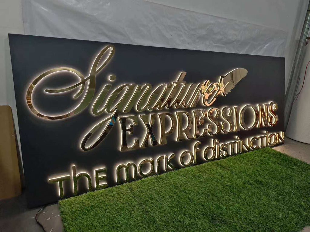 Custom Stainless Steel Back Lit Letters with Metal Back Panel